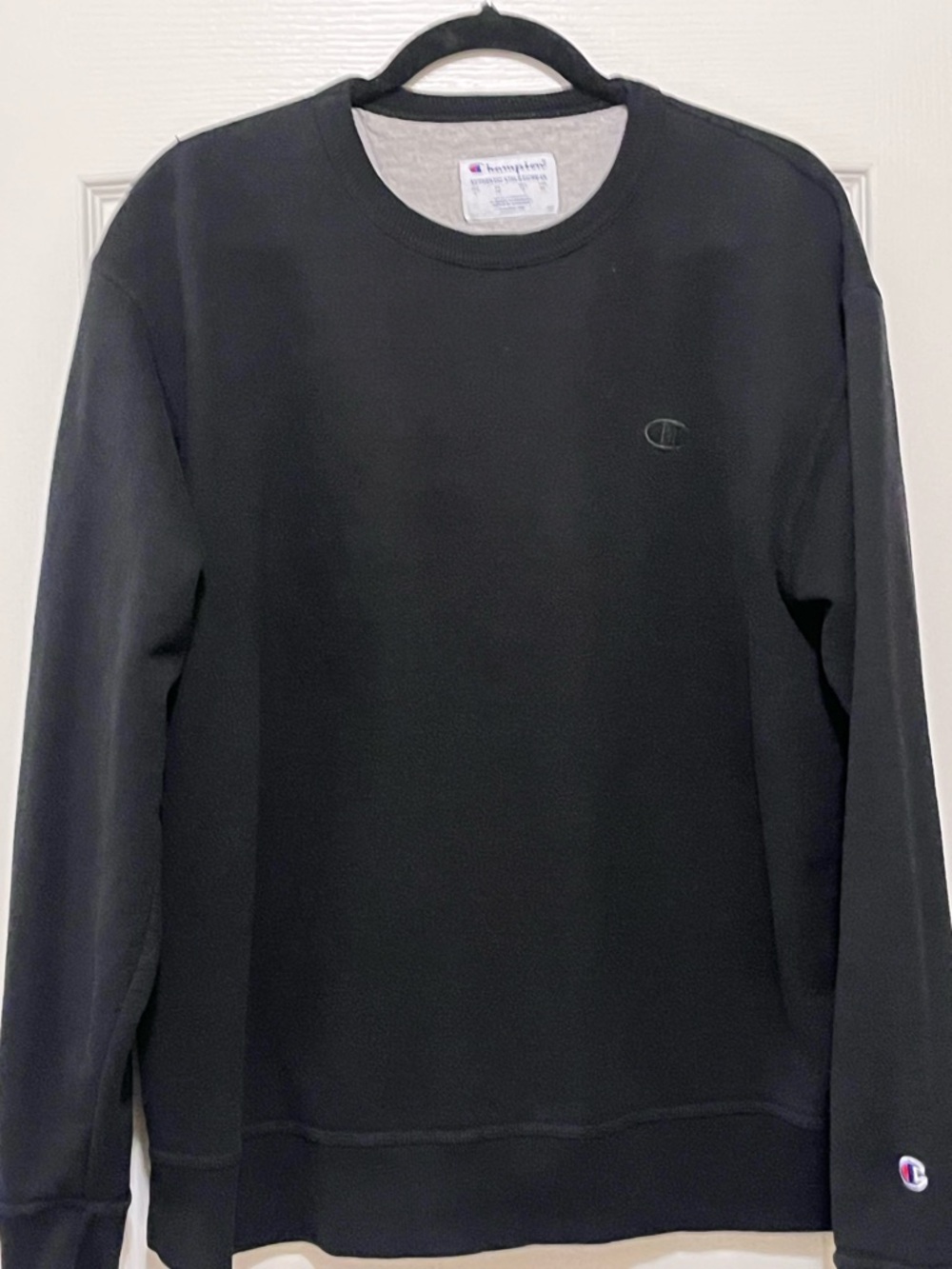 Champion Authentic Athleticwear LG Solid Black Crewneck Pullover Sweatshirt